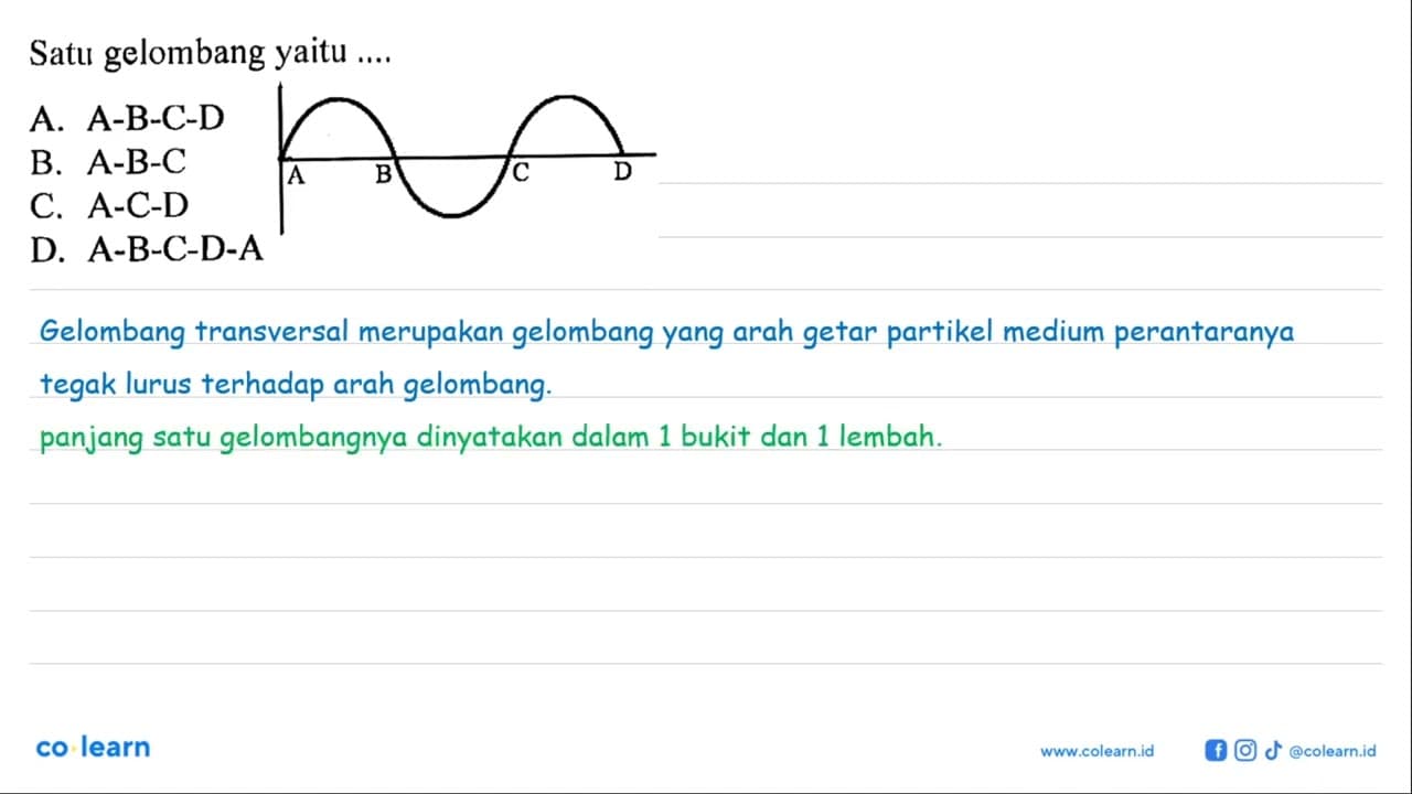 Satu gelombang yaitu ....A B C D