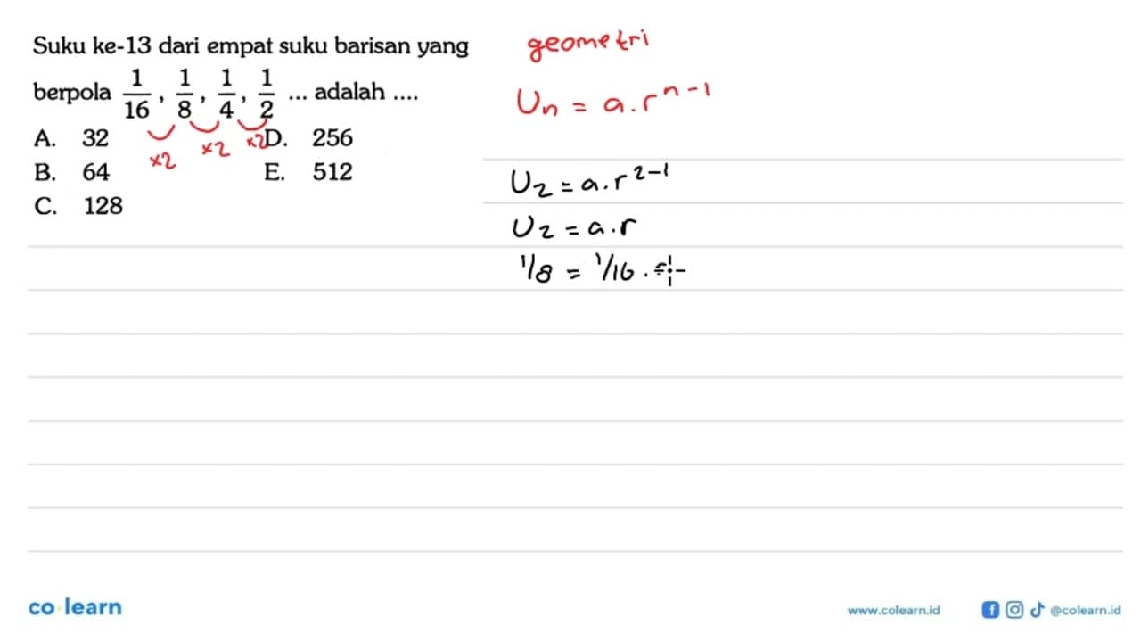 Suku ke-13 dari empat suku barisan yang berpola