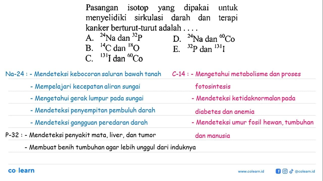 Pasangan isotop yang dipakai untuk menyelidiki sirkulasi