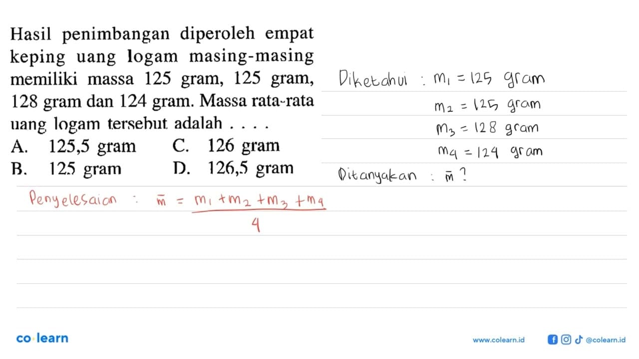 Hasil penimbangan diperoleh empat keping uang logam