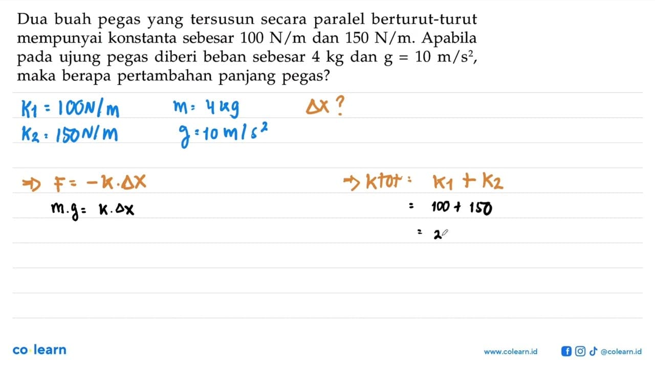 Dua buah pegas yang tersusun secara paralel berturut-turut