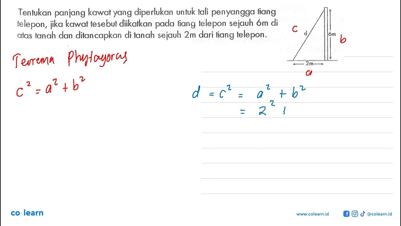Tentukan panjang kawat yang diperlukan untuk tali penyangga