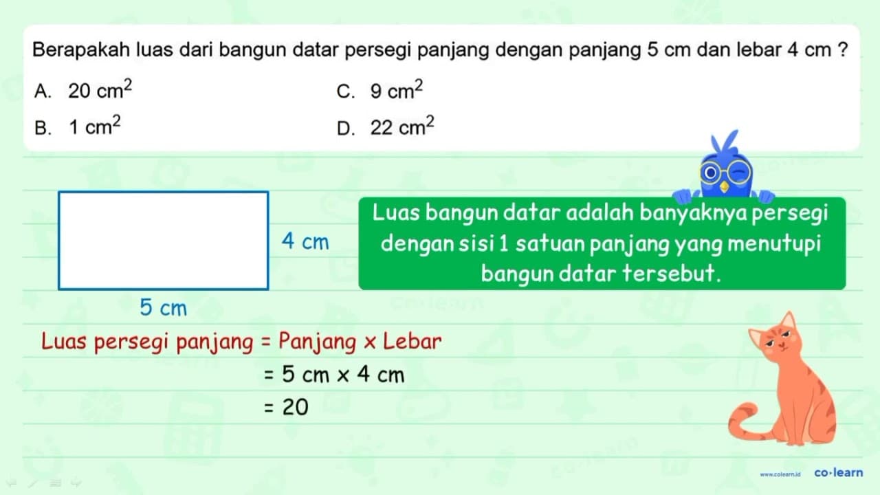 Berapakah luas dari bangun datar persegi panjang dengan