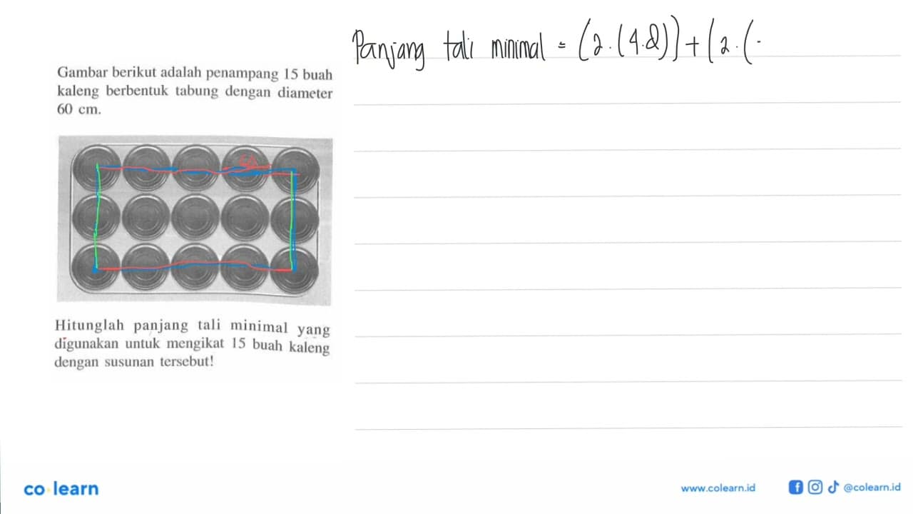 Gambar berikut adalah penampang 15 buah kaleng berbentuk