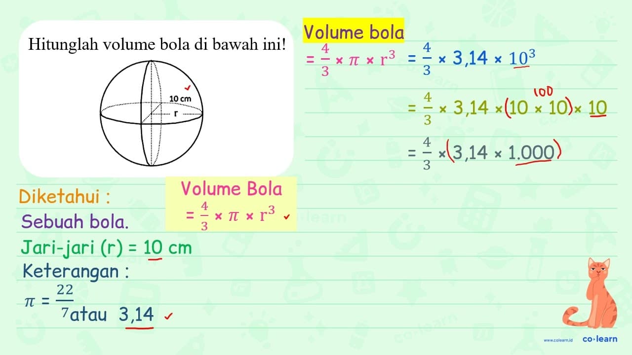 Hitunglah volume bola di bawah ini!