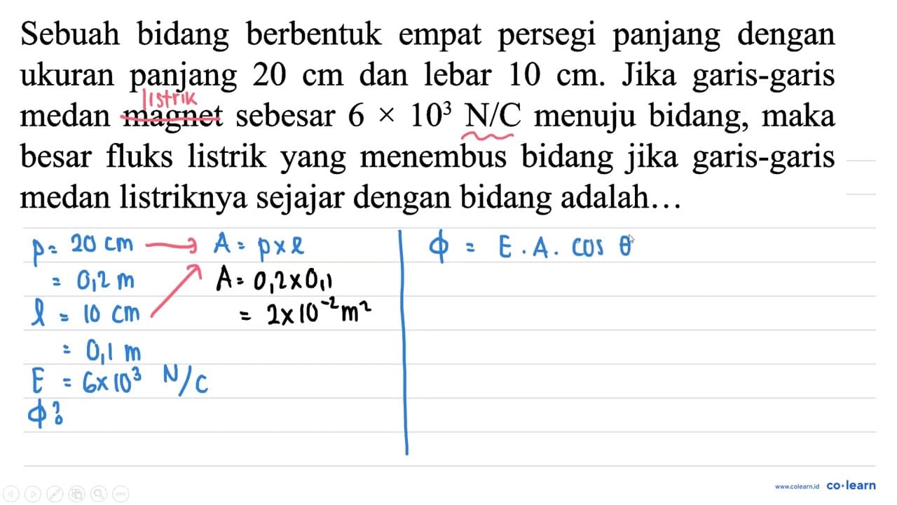 Sebuah bidang berbentuk empat persegi panjang dengan ukuran