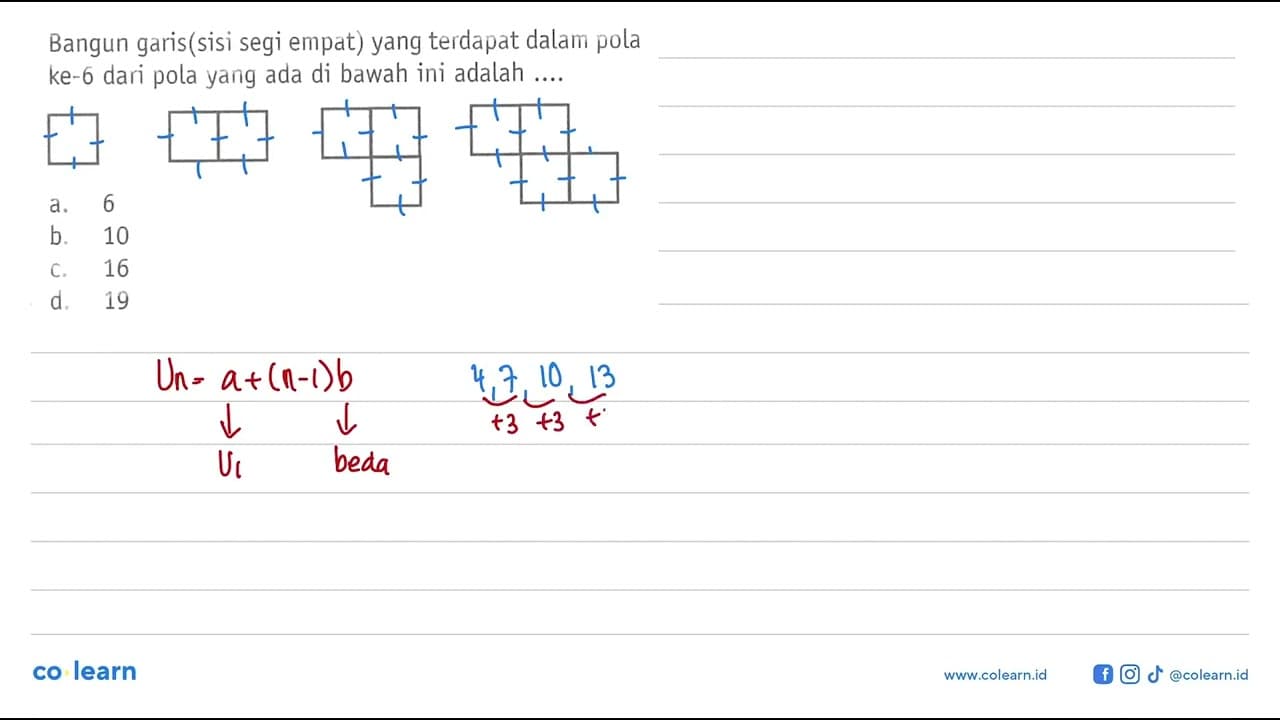 Bangun garis(sisi segi empat) yang terdapat dalam pola ke-6