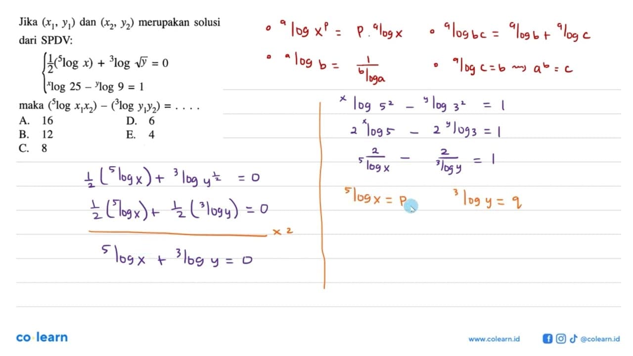 Jika (x1,y1) dan (x2,y2) merupakan solusi dari SPDV: 1/2