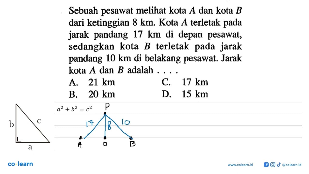 Sebuah pesawat meli kota A dan kota B dari ketinggian 8 km.