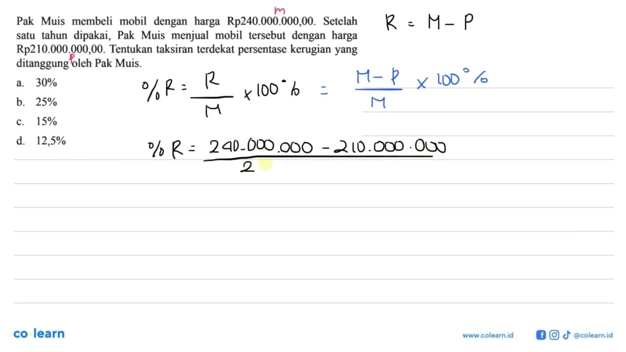 Pak Muis membeli mobil dengan harga Rp240.000.000,00.