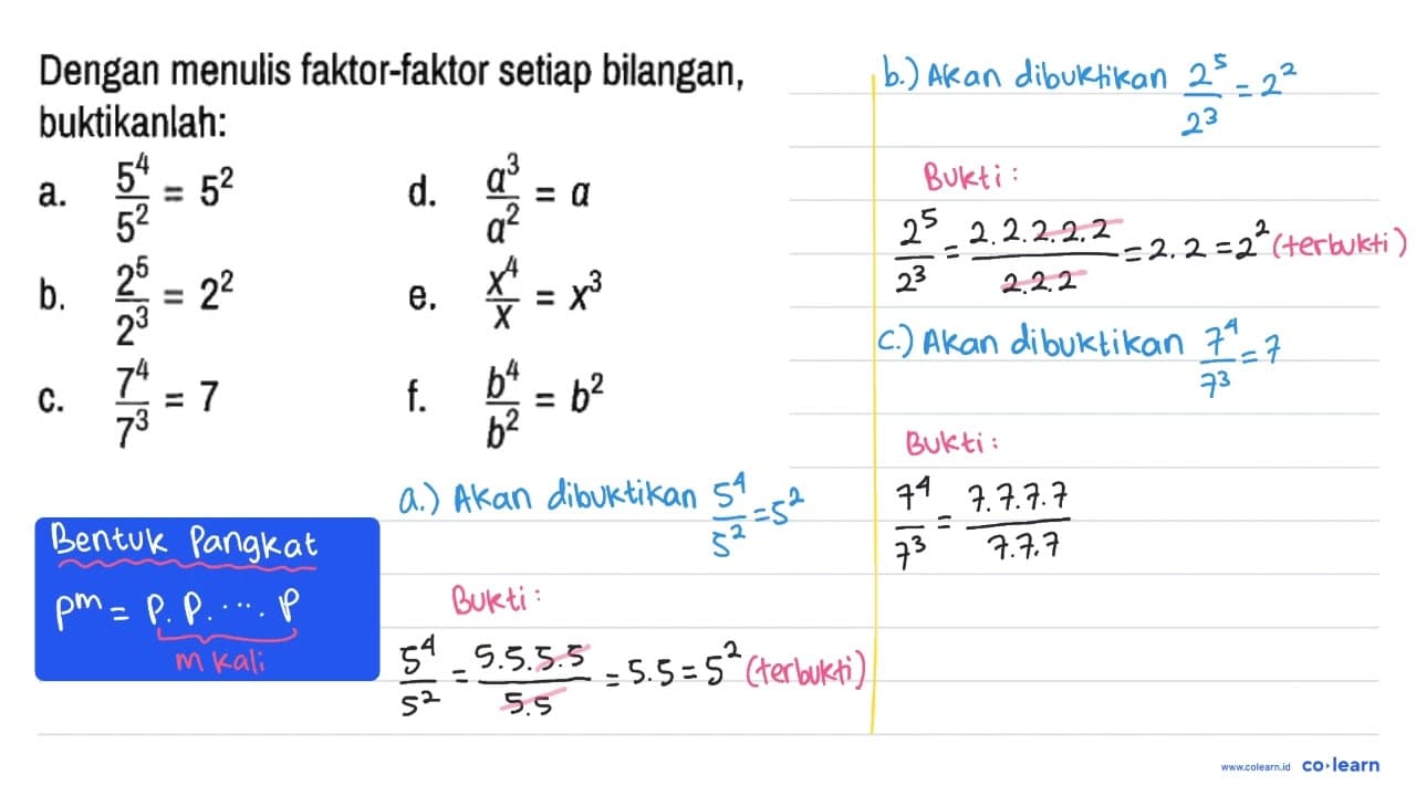 Dengan menulis faktor-faktor setiap bilangan, buktikanlah: