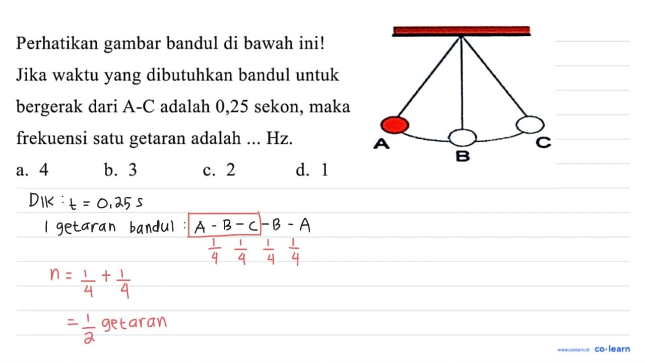 Perhatikan gambar bandul di bawah ini! Jika waktu yang