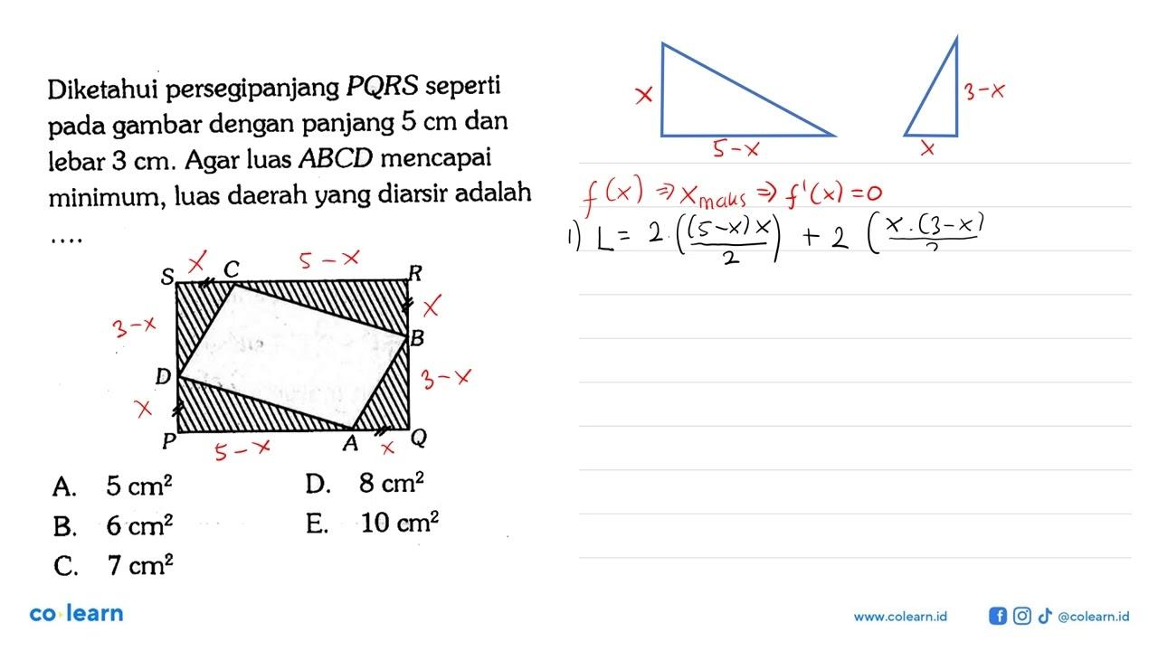 Diketahui persegipanjang PQRS seperti pada gambar dengan