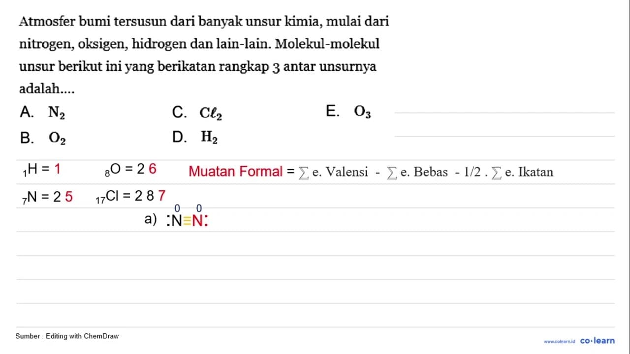 Atmosfer bumi tersusun dari banyak unsur kimia, mulai dari