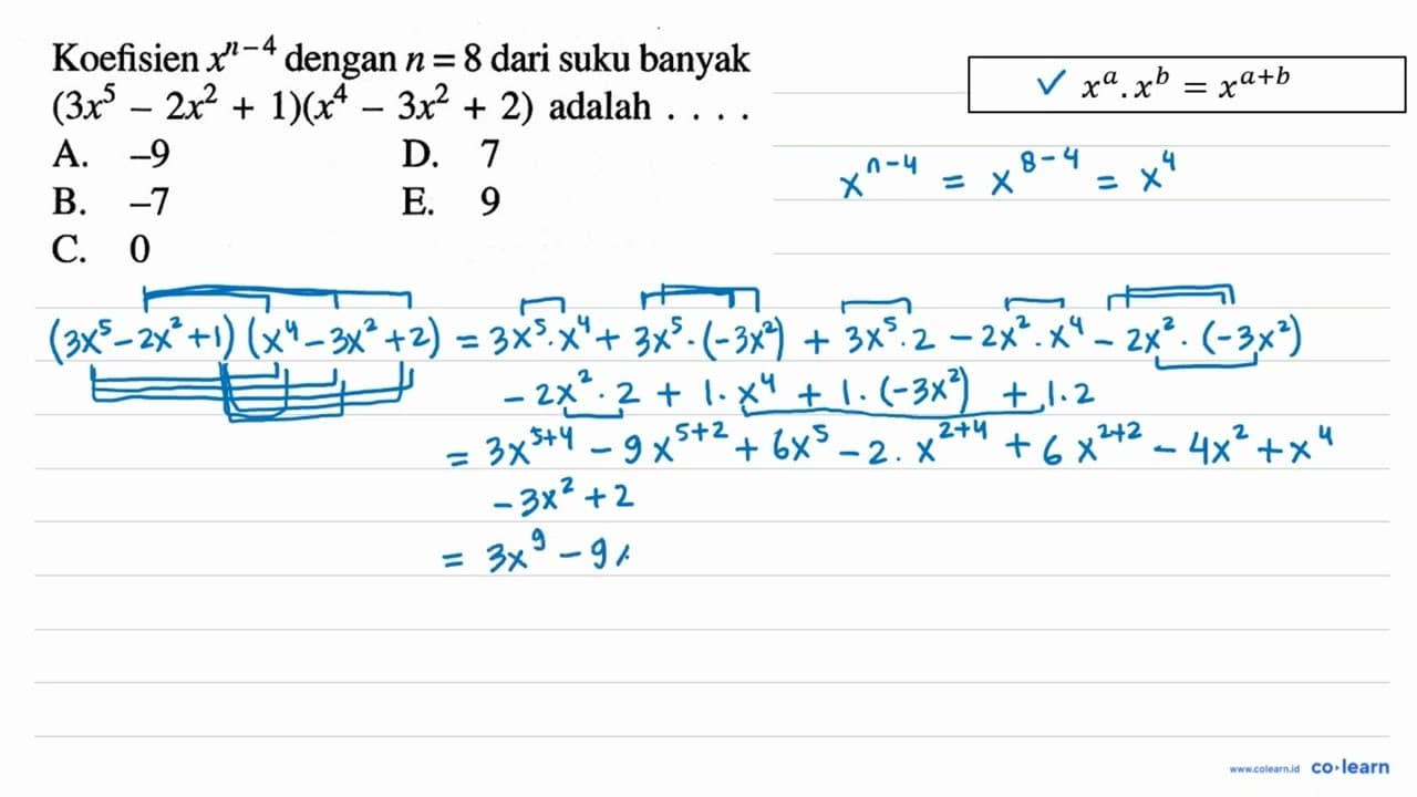 Koefisien x^(n-4) dengan n=8 dari suku banyak