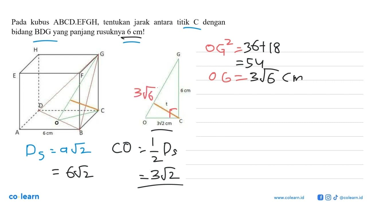 Pada kubus ABCD.EFGH, tentukan jarak antara titik C dengan