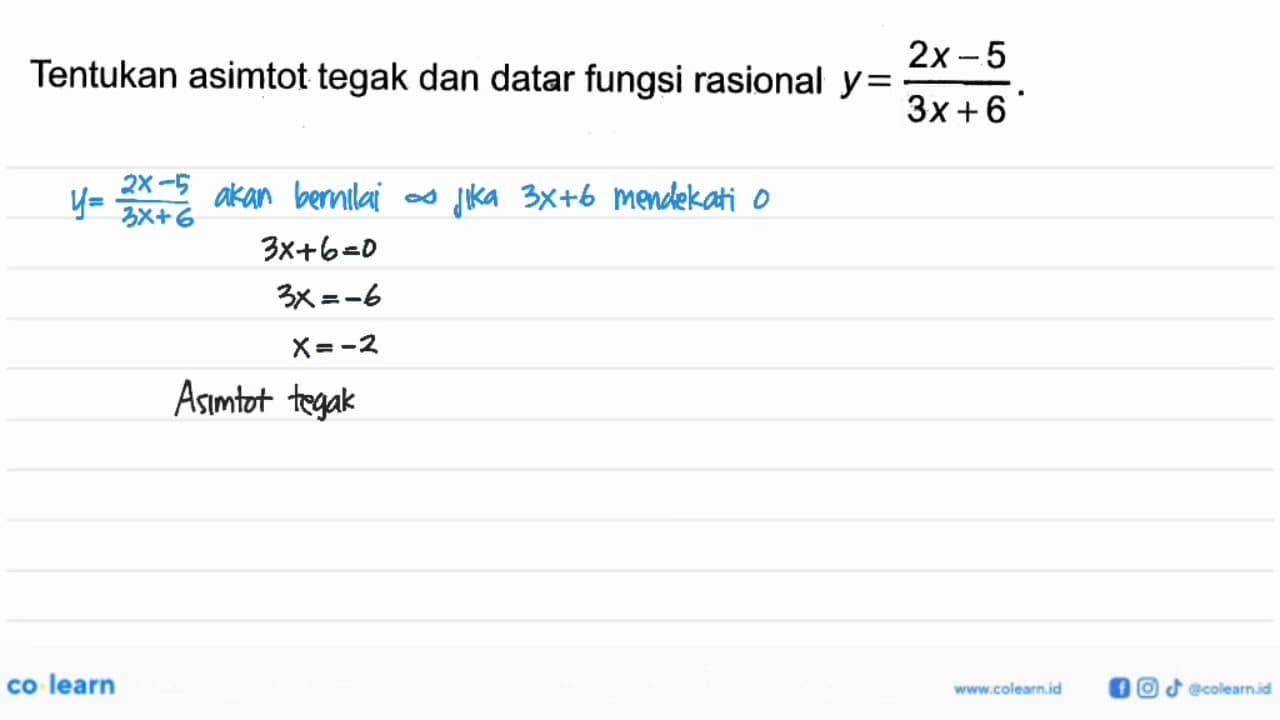 Tentukan asimtot tegak dan datar fungsi rasional