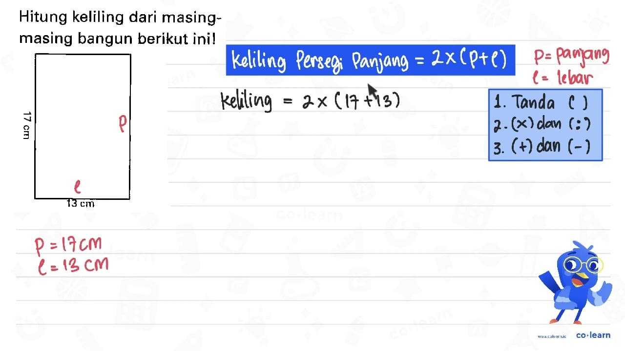 Hitung keliling dari masingmasing bangun berikut ini! {|c|)