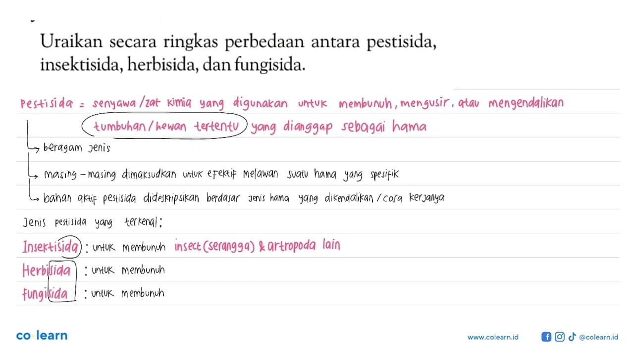 Uraikan secara ringkas perbedaan antara pestisida,