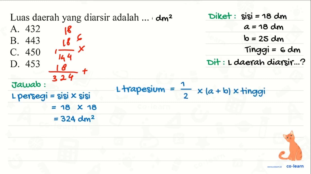 Sebidang tanah berbentuk seperti gambar berikut. Berapa