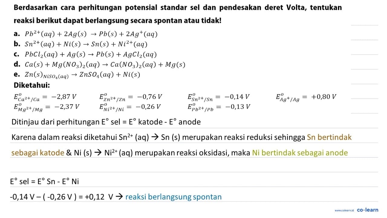 Berdasarkan cara perhitungan potensial standar sel dan