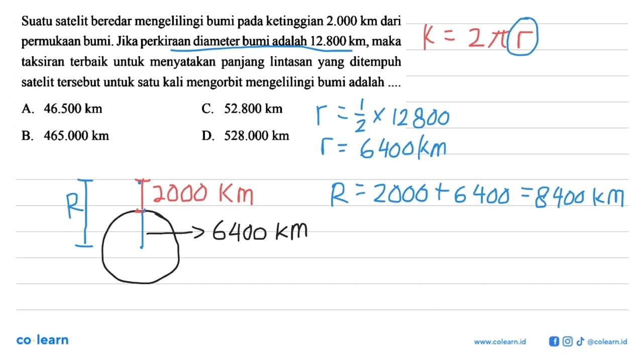 Suatu satelit beredar mengelilingi bumi pada ketinggian