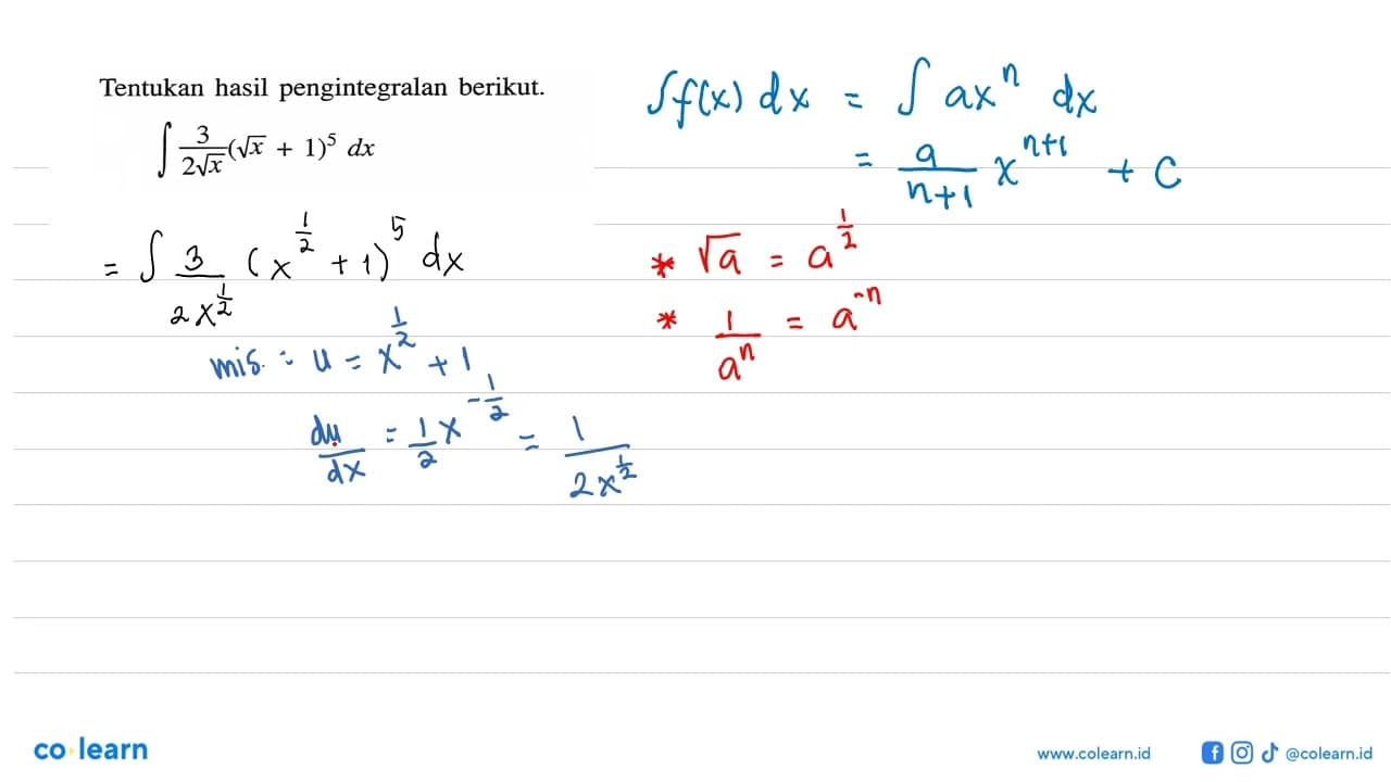 Tentukan hasil pengintegralan berikut. integral 3/(2