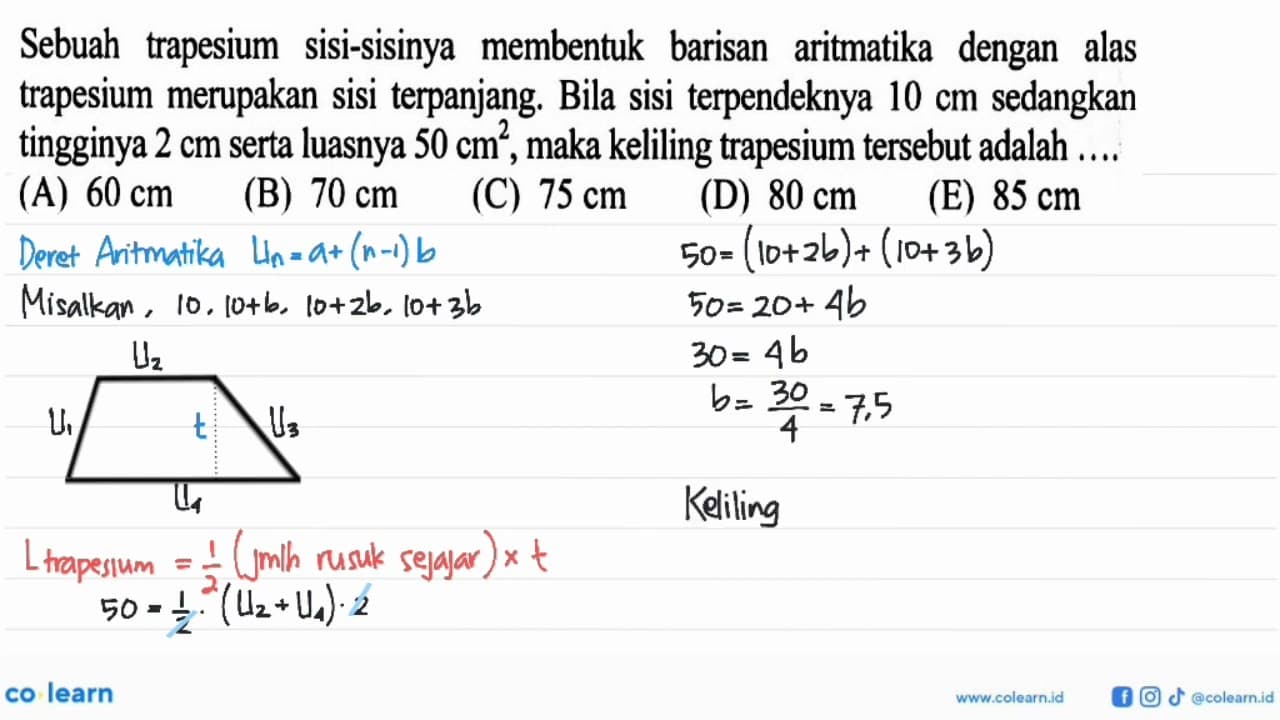 Sebuah trapesium sisi-sisinya membentuk barisan aritmatika