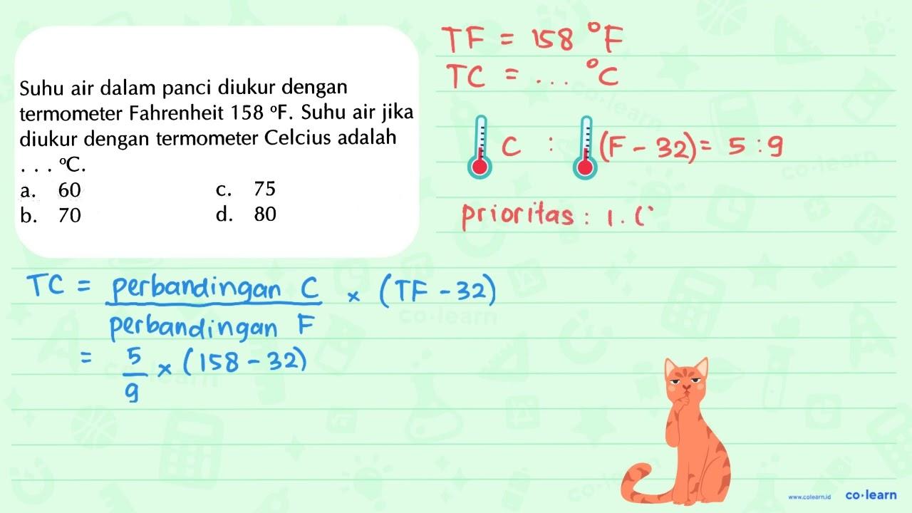 Suhu air dalam panci diukur dengan termometer Fahrenheit