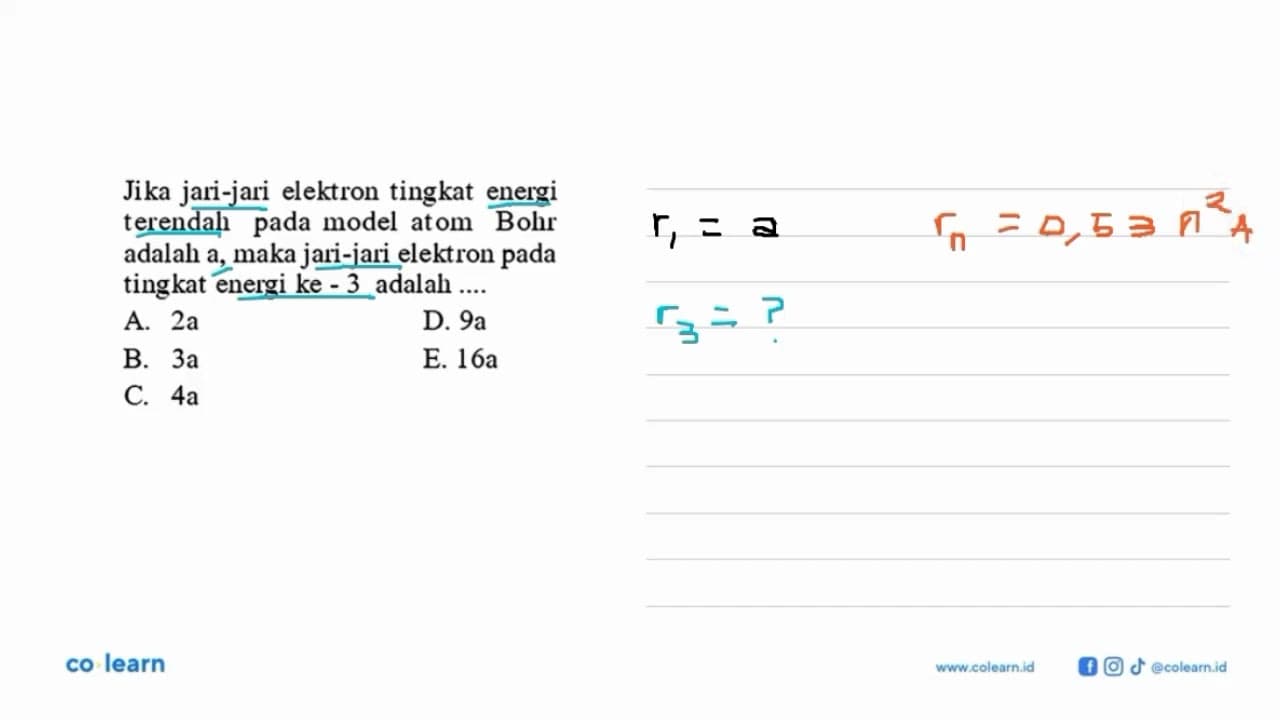 Jika jari-jari elektron tingkat energi terendah pada model