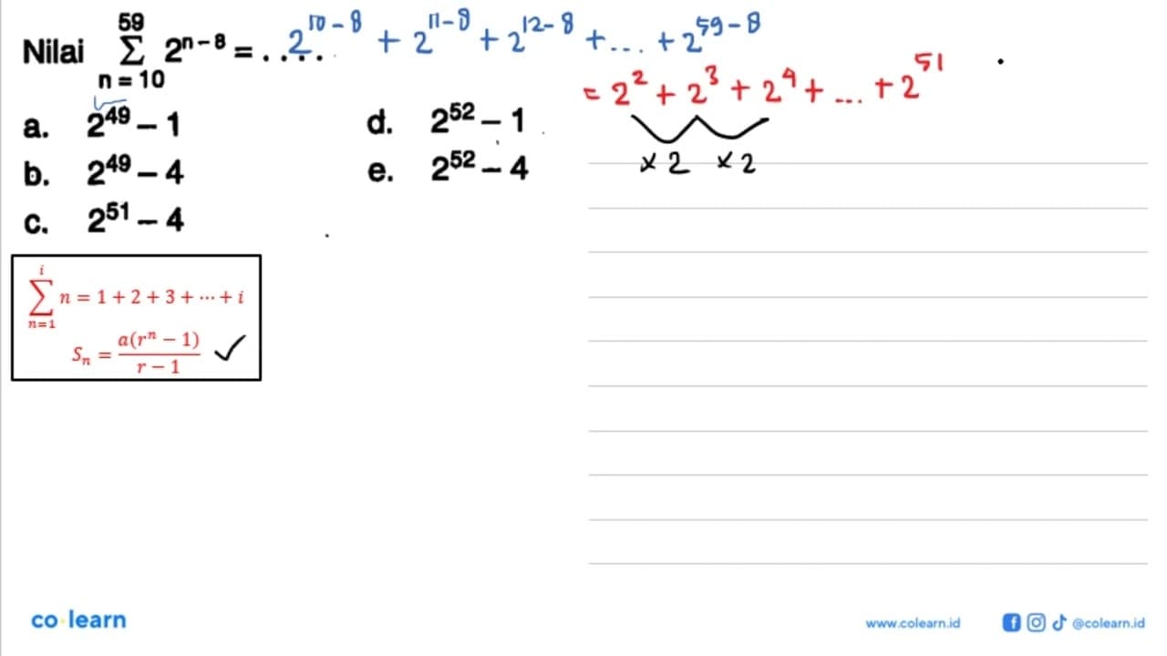 Nilai sigma n=10 59 2^(n-8)= ...