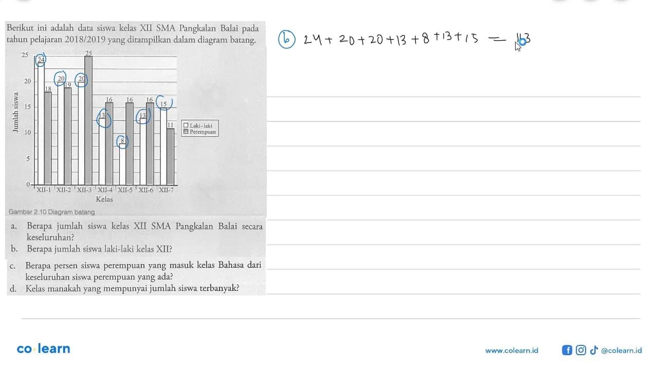 Berikut ini adalah data siswa kelas XII SMA Pangkalan Balai