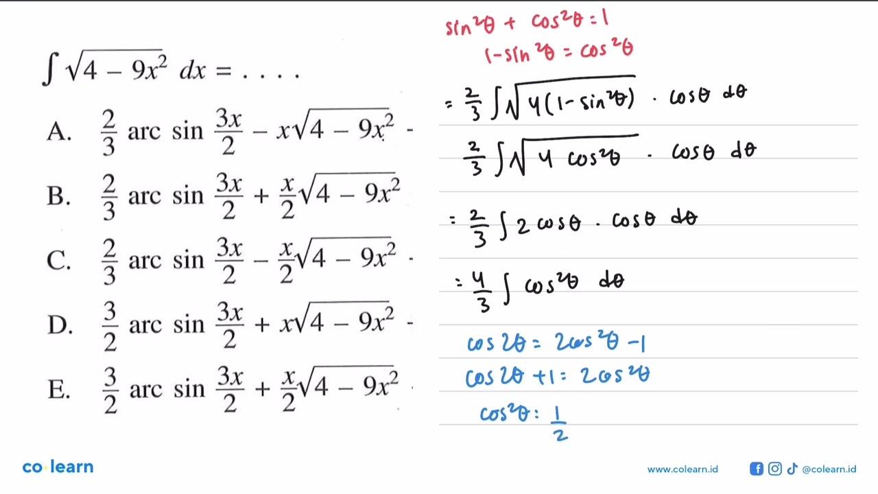 integral akar(4-9x^2) dx= ....