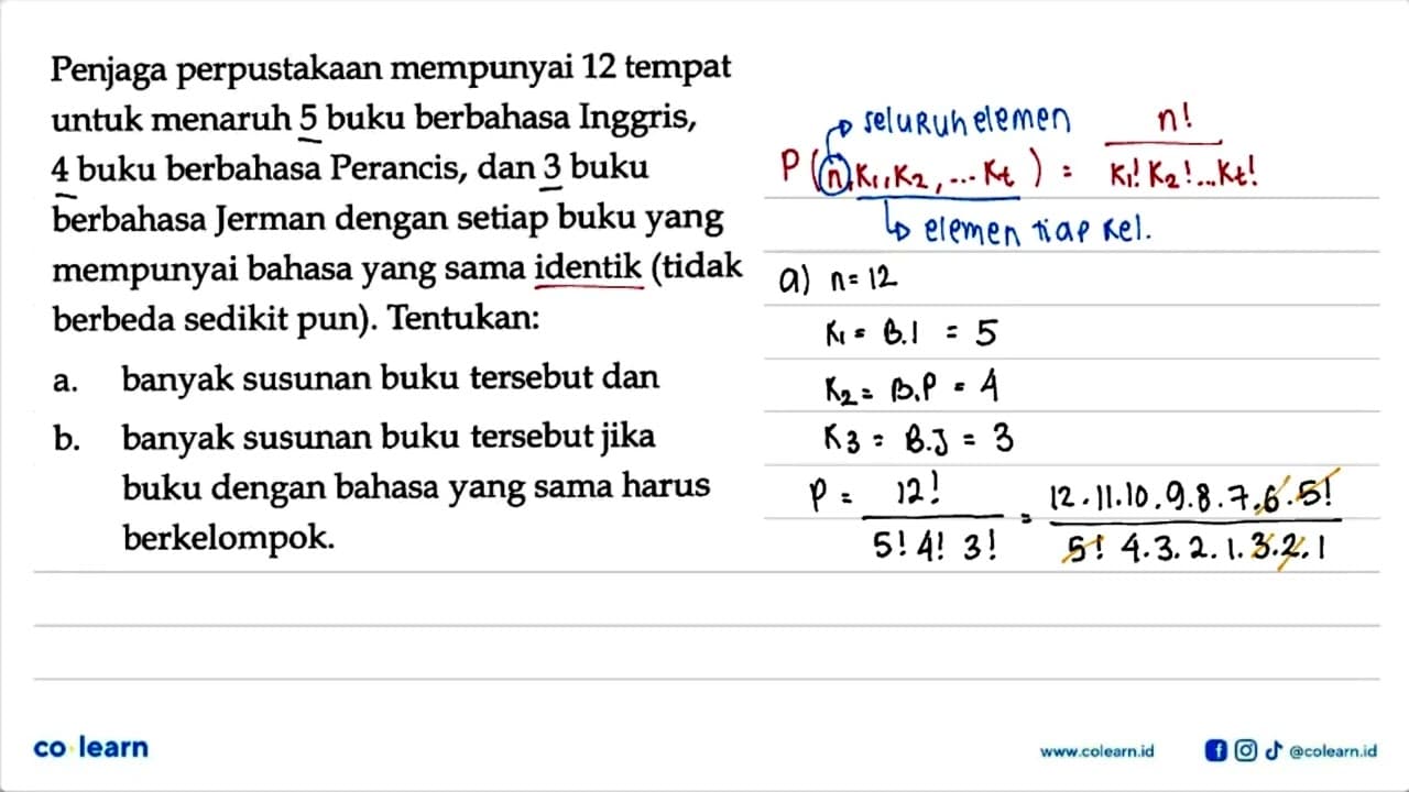 Penjaga perpustakaan mempunyai 12 tempat untuk menaruh 5