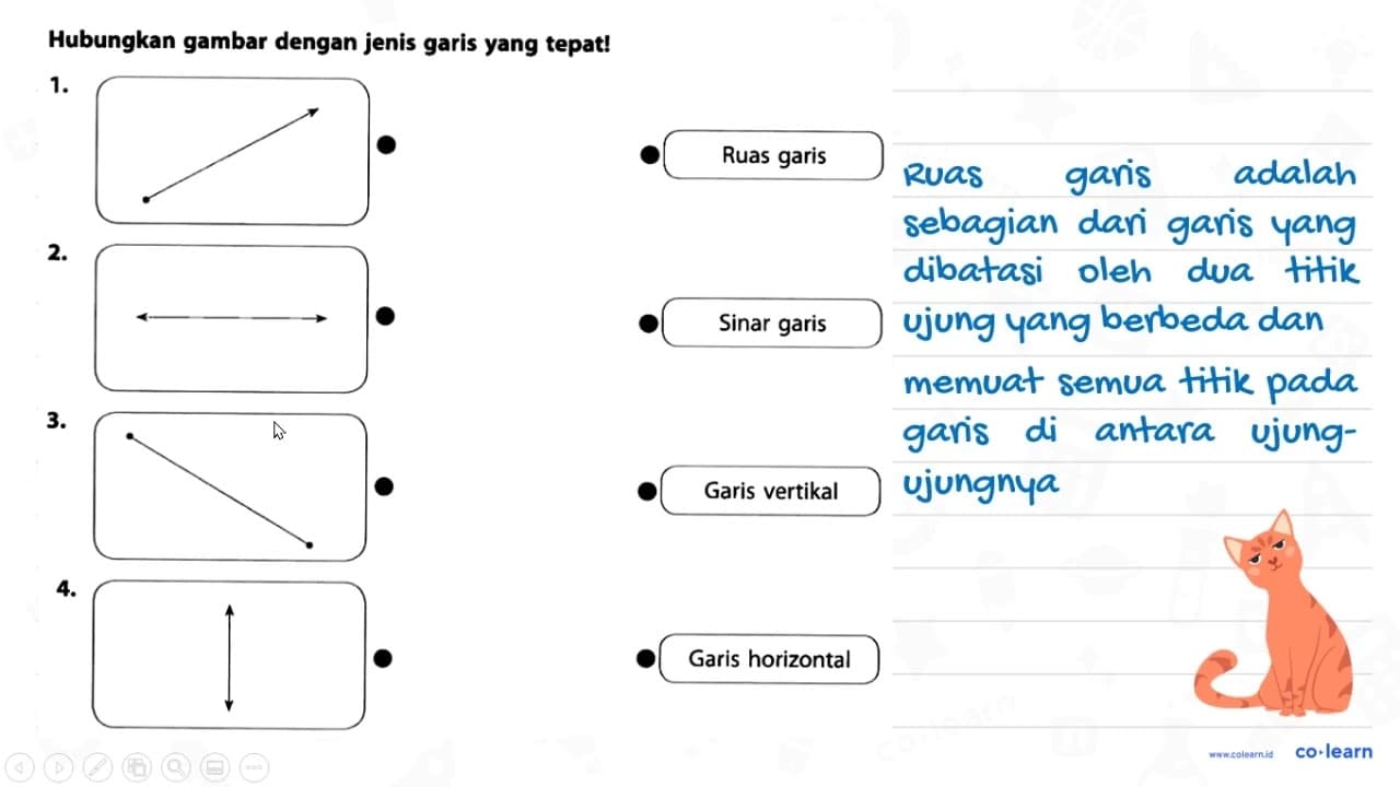 Hubungkan gambar dengan jenis garis yang tepat! 1. 2. 3. 4.