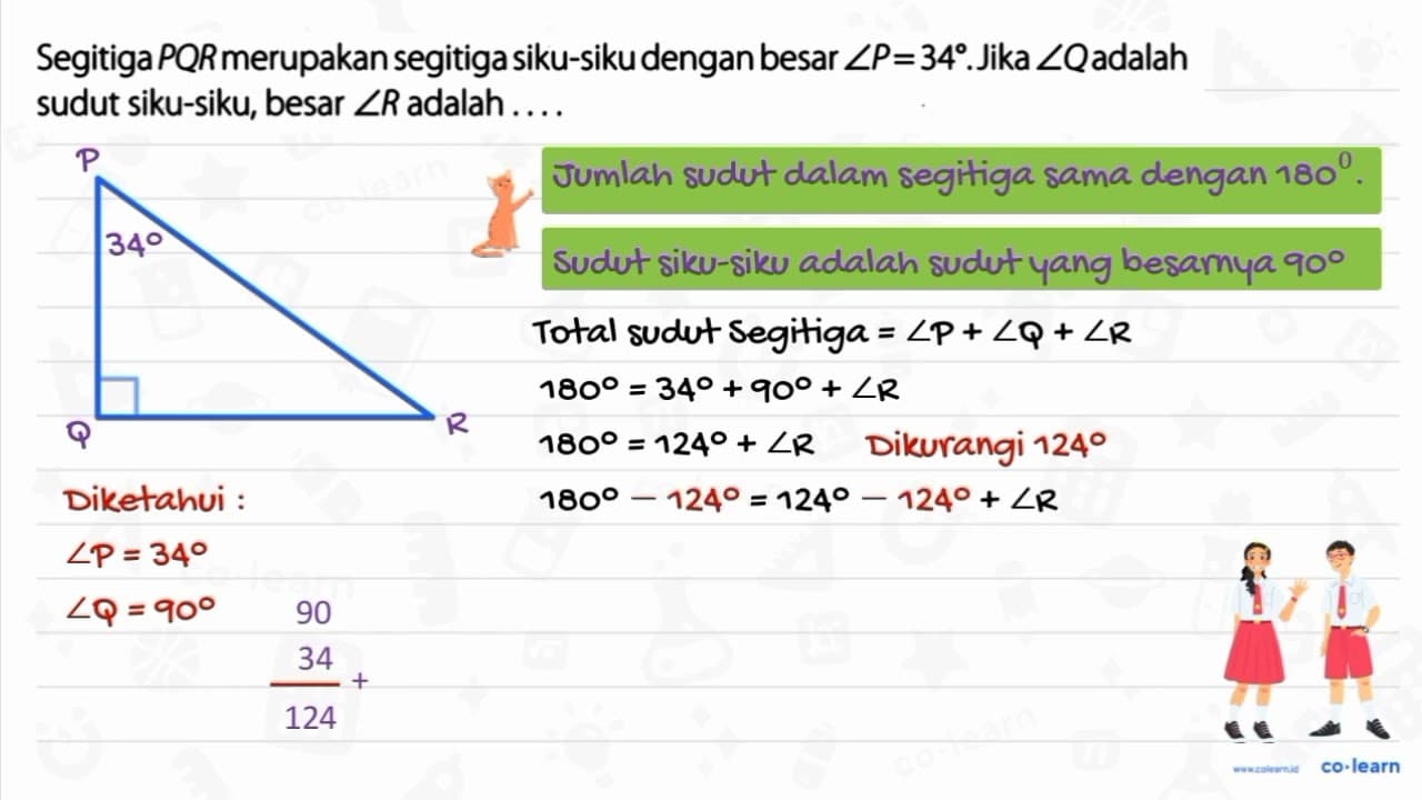 Segitiga PQR merupakan segitiga siku-siku dengan besar