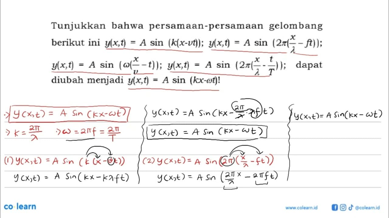 Tunjukkan bahwa persamaan-persamaan gelombang berikut ini