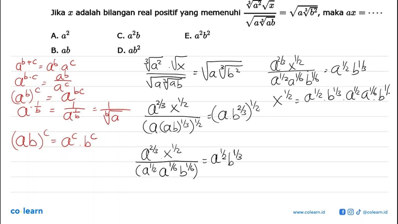 Jika x adalah bilangan real positif yang memenuhi