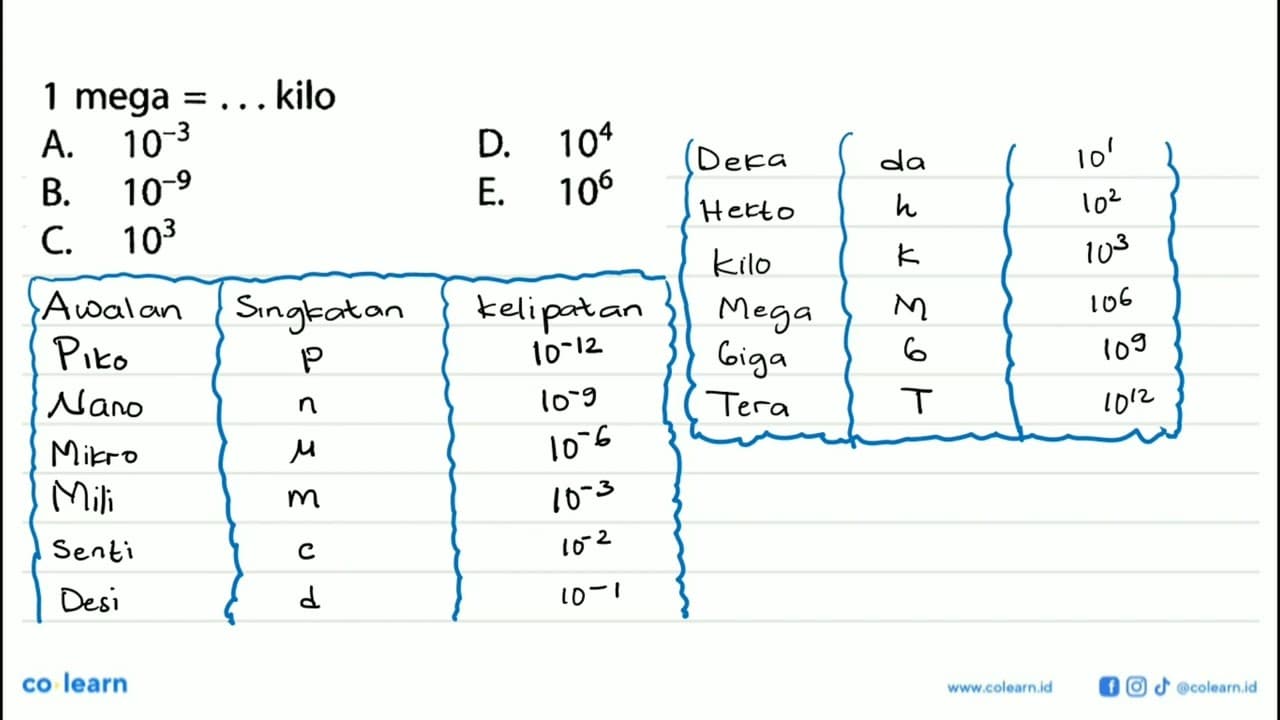 1 mega =... kilo