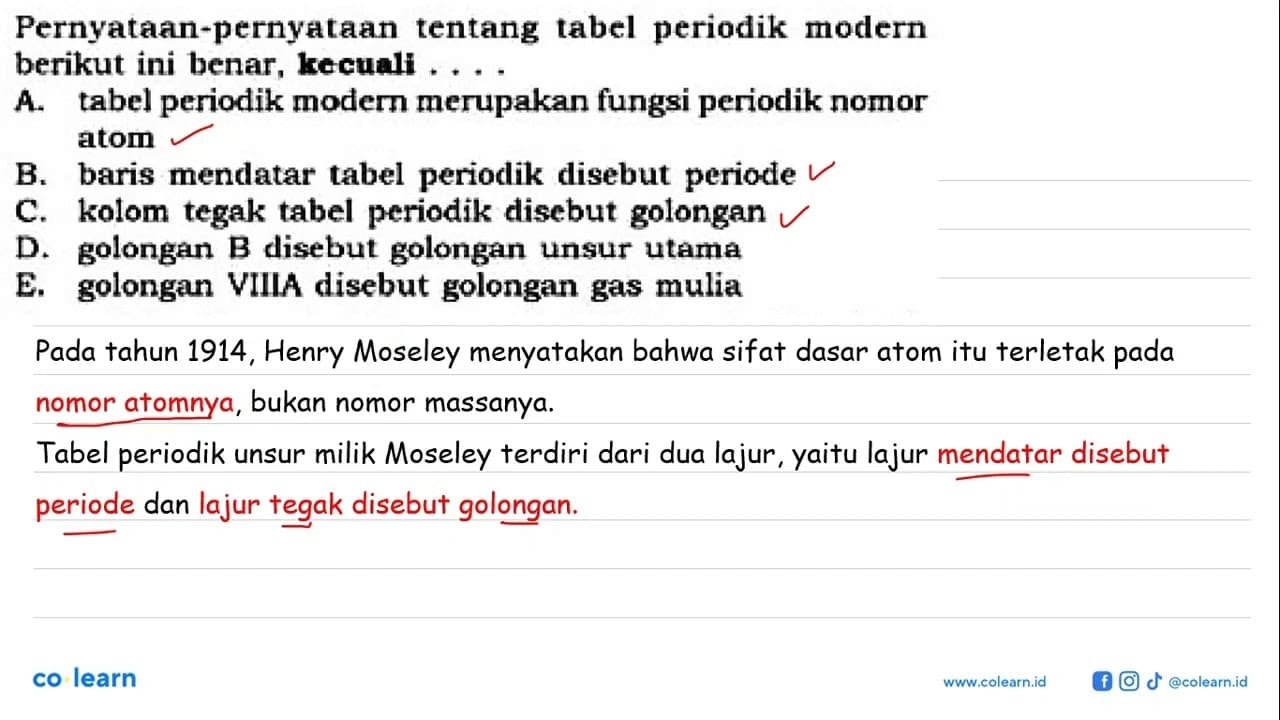 Pernyataan-pernyataan tentang tabel periodik modern berikut