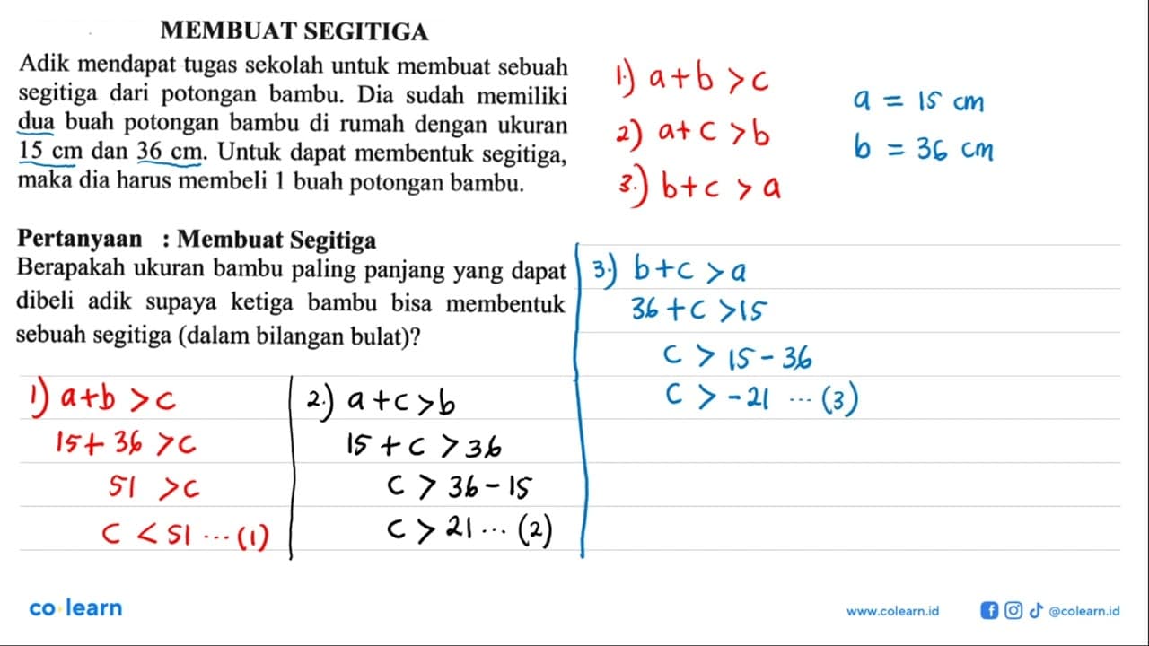 MEMBUAT SEGITIGAAdik mendapat tugas sekolah untuk membuat