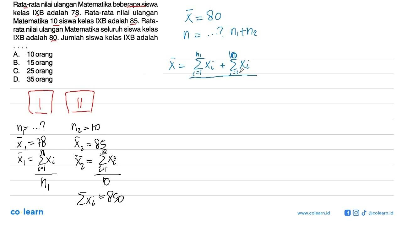 Rata-rata nilai ulangan Matematika beberapa siswa kelas IXB