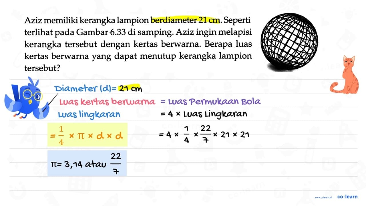 Aziz memiliki kerangka lampion berdiameter 21 cm. Seperti