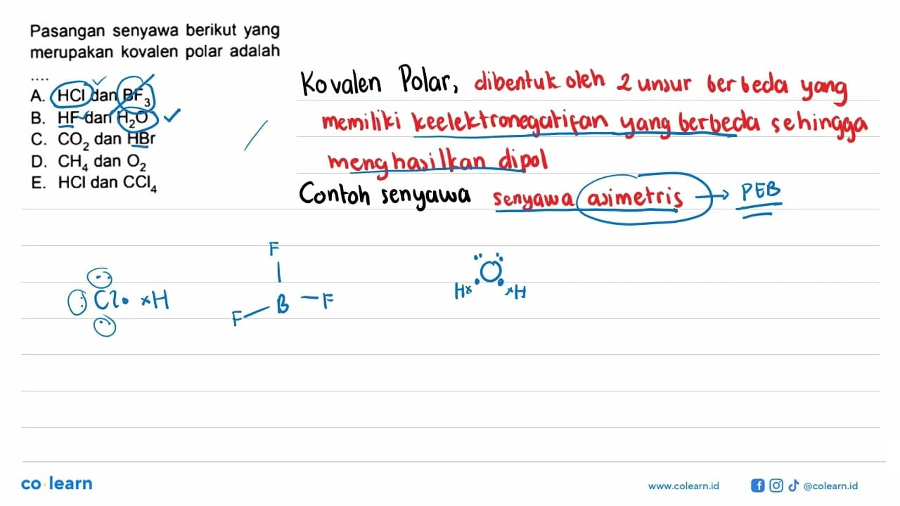 Pasangan senyawa berikut yang merupakan kovalen polar