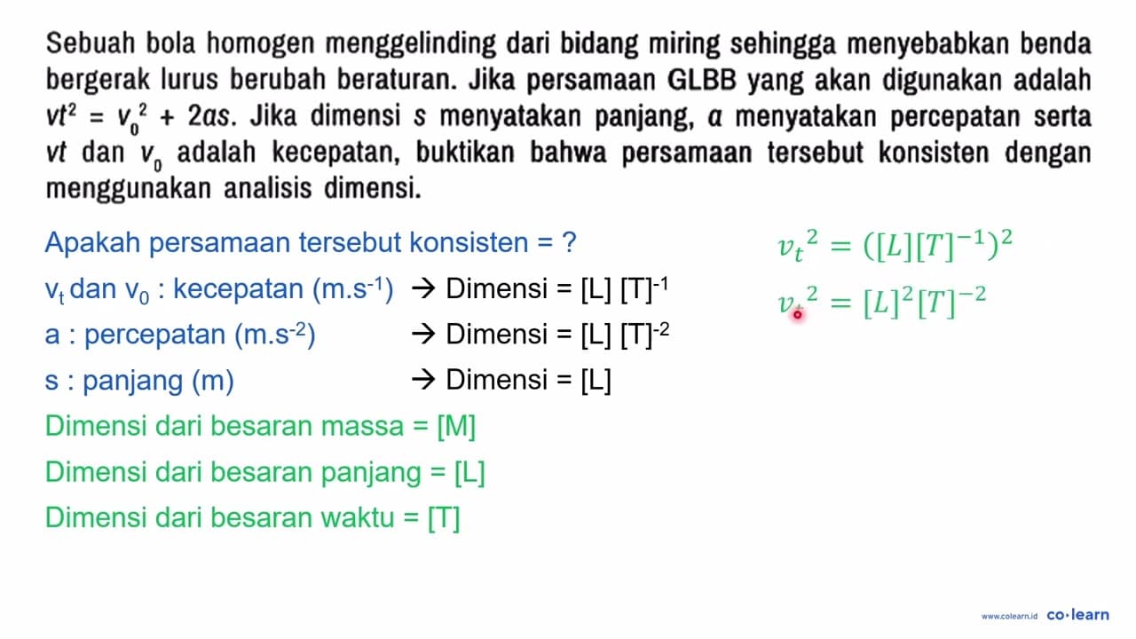 Sebuah bola homogen menggelinding dari bidang miring