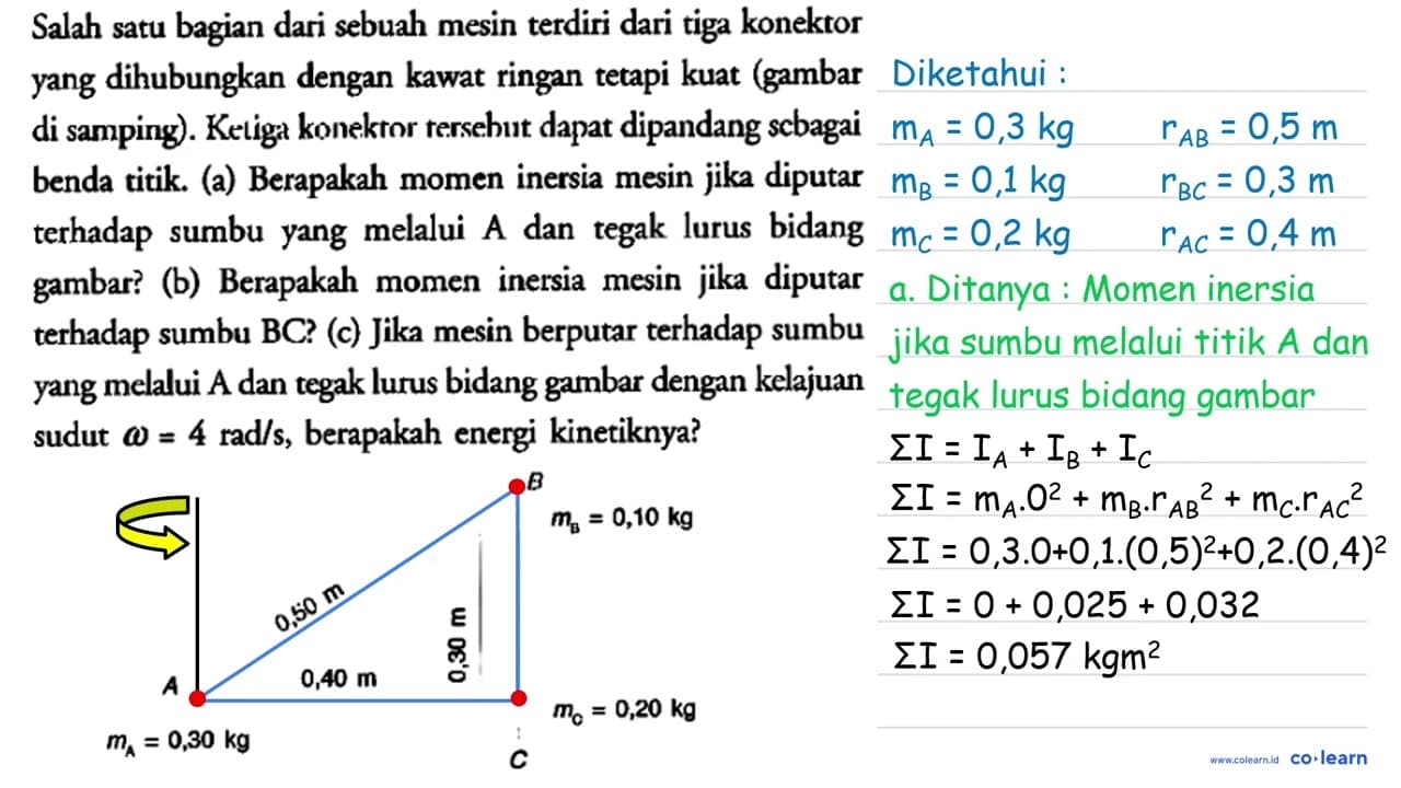 Salah satu bagian dari sebuah mesin terdiri dari tiga