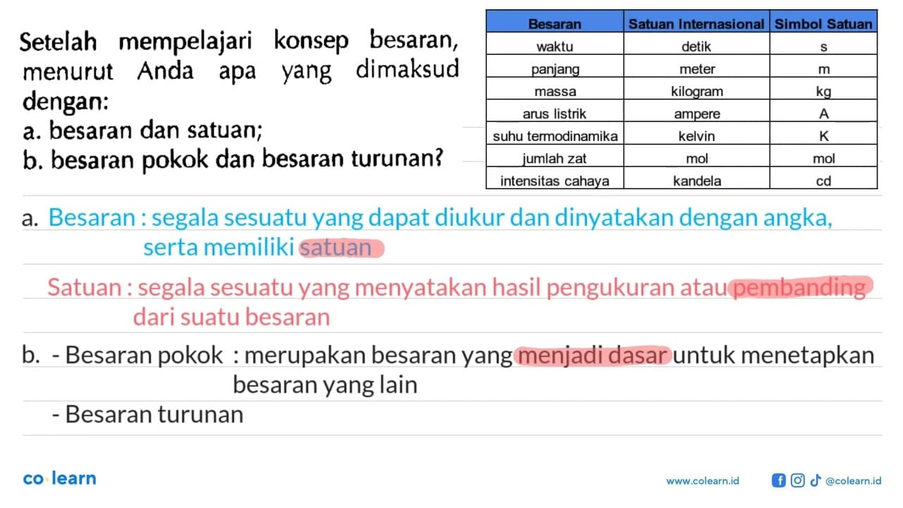 Setelah mempelajari konsep besaran, menurut Anda apa yang