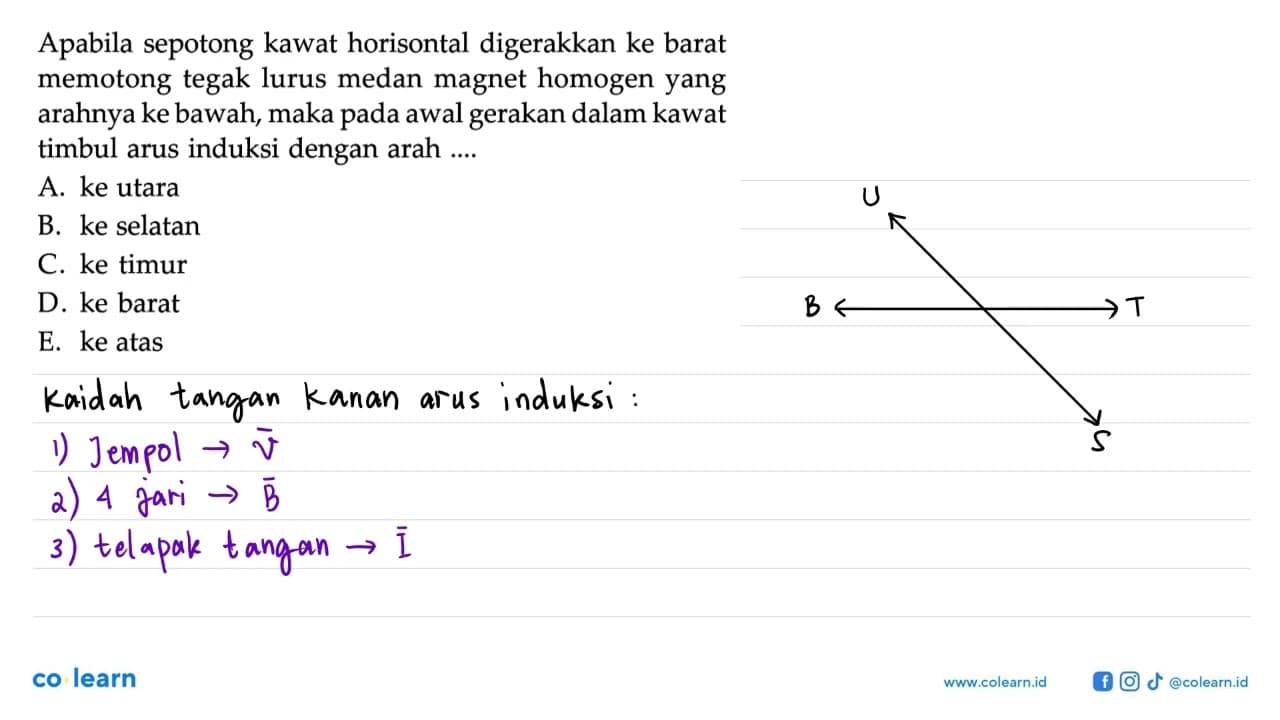 Apabila sepotong kawat horisontal digerakkan ke barat