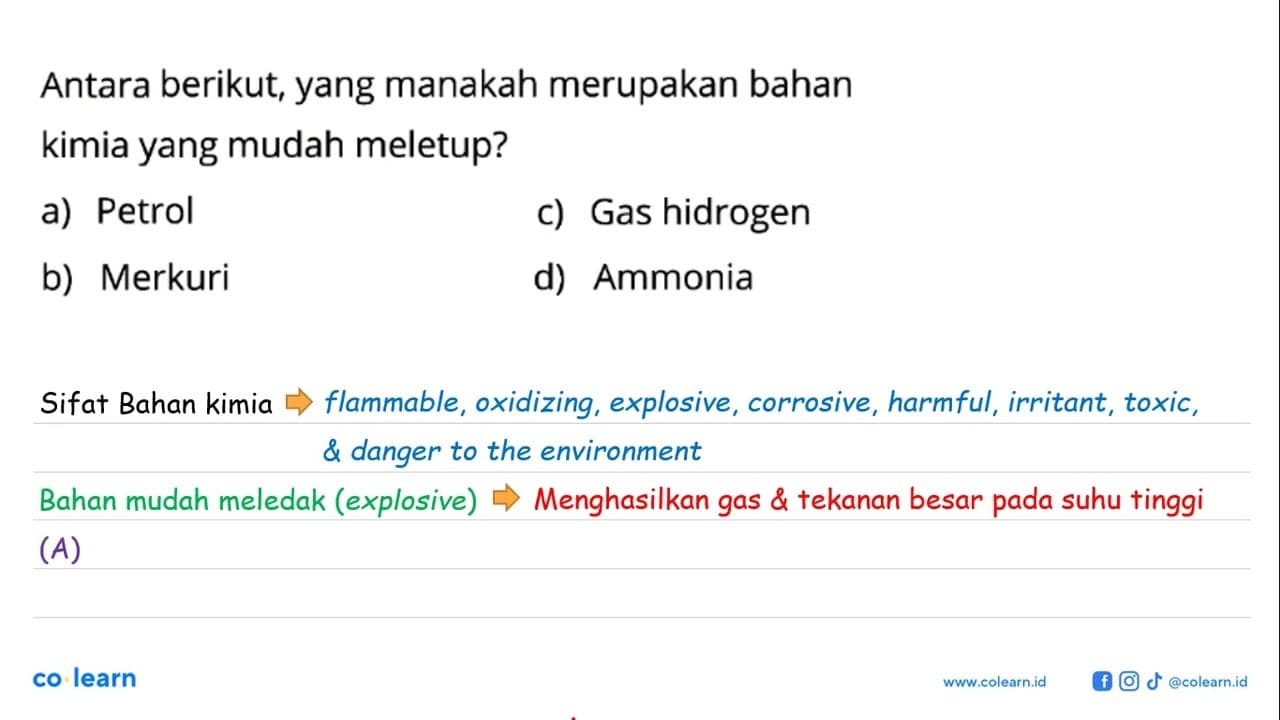 Antara berikut, yang manakah merupakan bahan kimia yang