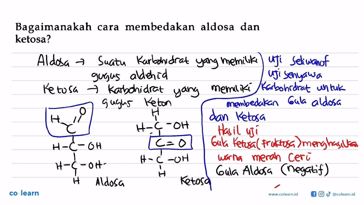 Bagaimanakah cara membedakan aldosa dan ketosa?